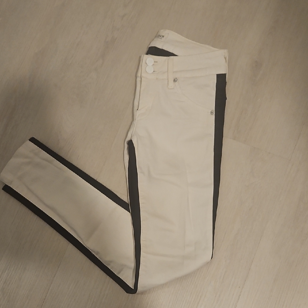 Hudson Jeans Cream and Black Straight Leg